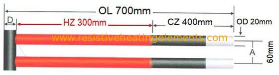 1600C Ultra hoge temperatuur verwarmingselementen U-vormige siliciumcarbide staaf