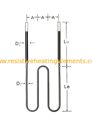 W-vormige MoSi2 Verwarmingselement 220V 380V Moly Disilicide Voor Vacuümoven